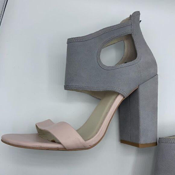 Mojo Moxy❤️ gray and pink block sandal heel - Picture 12 of 15